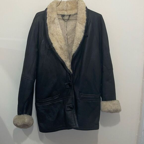 Vintage azizia Sherpa lined leather jacket women’s size large from 90s 80s era - Picture 1 of 15